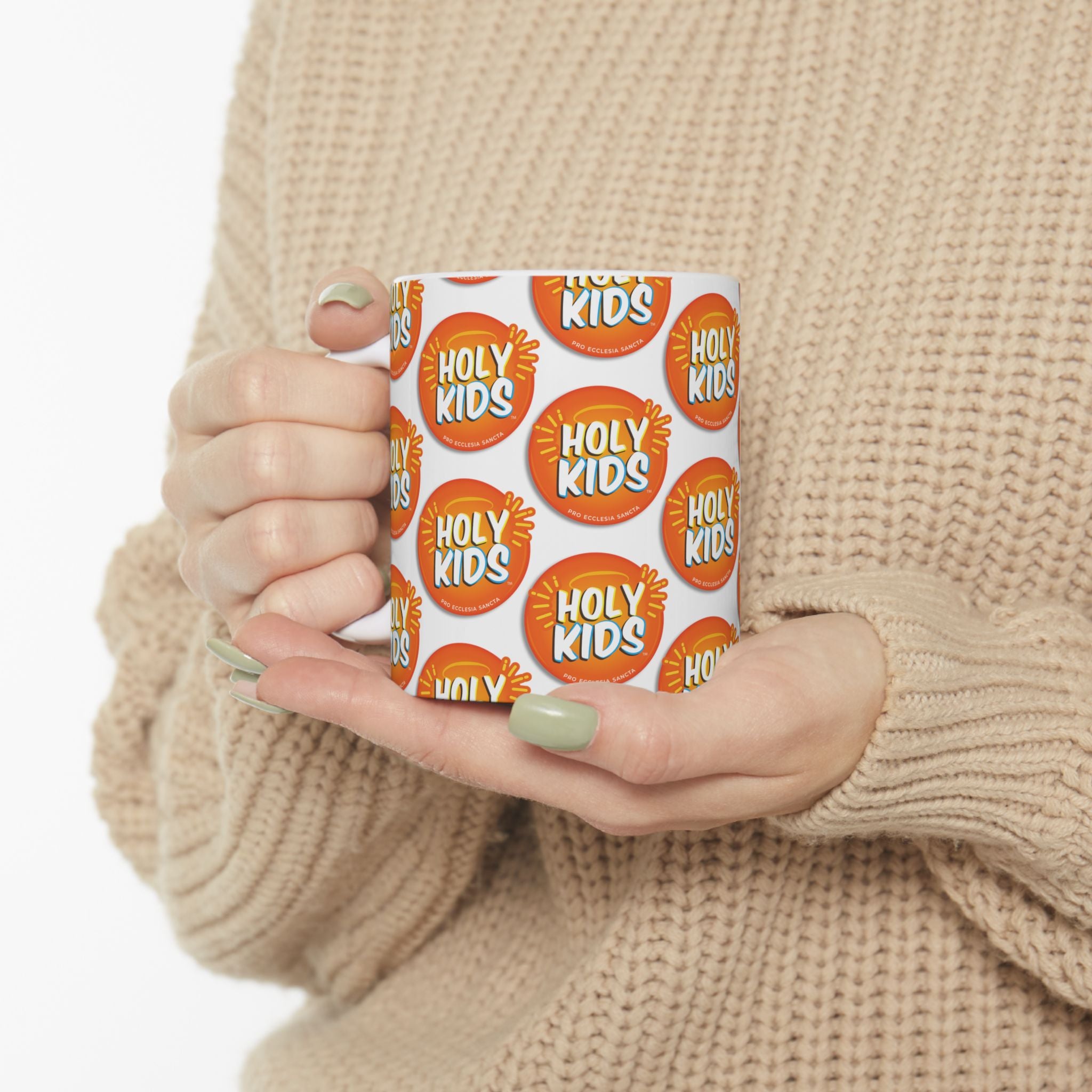 Holy Kids Ceramic Mug | Fun Kids Gift, Bright Morning Cup, Family Coffee Mug, Playful Beverage Holder, Cheerful Kitchen Decor